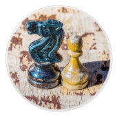 Chess Pawn en Knight - Veteranen Keramische Knop (Voorkant)