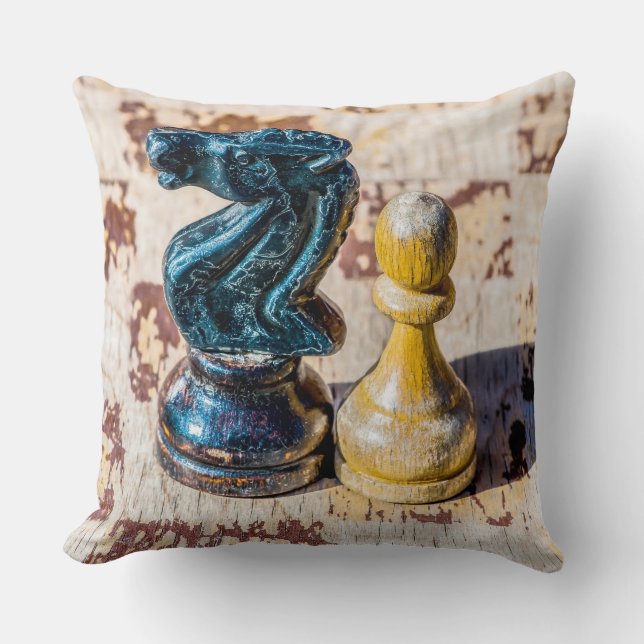 Chess Pawn en Knight - Veteranen Kussen (Voorkant)