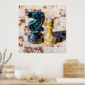 Chess Pawn en Knight - Veteranen Poster (Keuken)