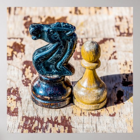 Chess Pawn en Knight - Veteranen Poster (Voorkant)