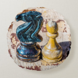 Chess Pawn en Knight - Veteranen Rond Kussen