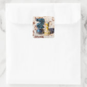 Chess Pawn en Knight - Veteranen Vierkante Sticker (Tas)
