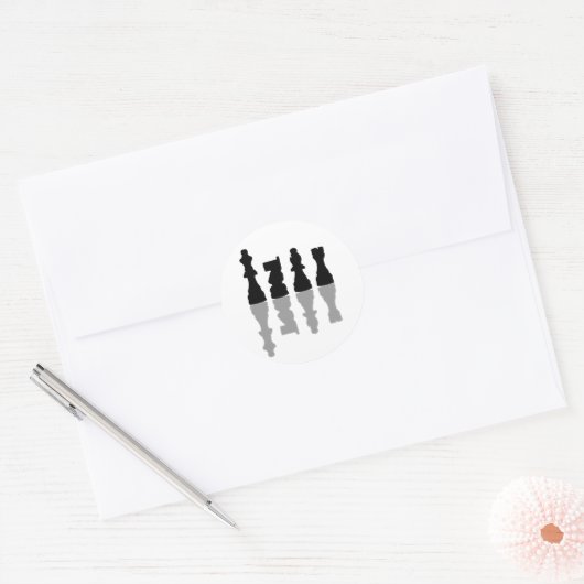 Chess Pices-reflectie Ronde Sticker (Envelop)