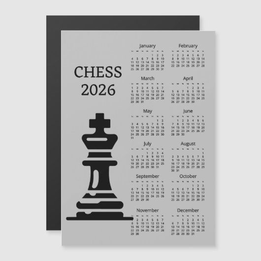 Chess Piece King 2026 Calendar Magnetic Card (Voorkant / Achterkant)
