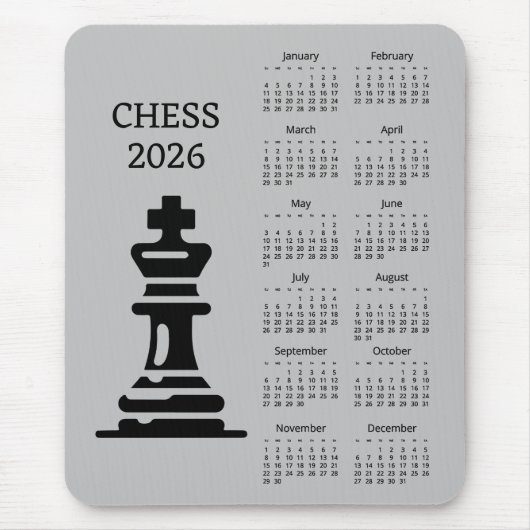 Chess Piece King 2026 Calendar Mousepad Muismat (Voorkant)