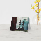 Chess Piece King and Queen Love Couples Kaart (Gele Bloem)