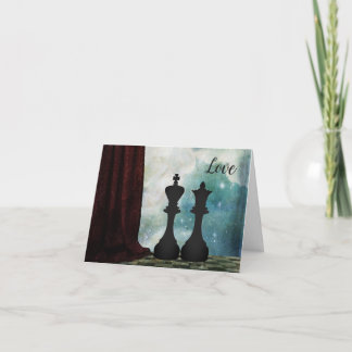 Chess Piece King and Queen Love Couples Kaart