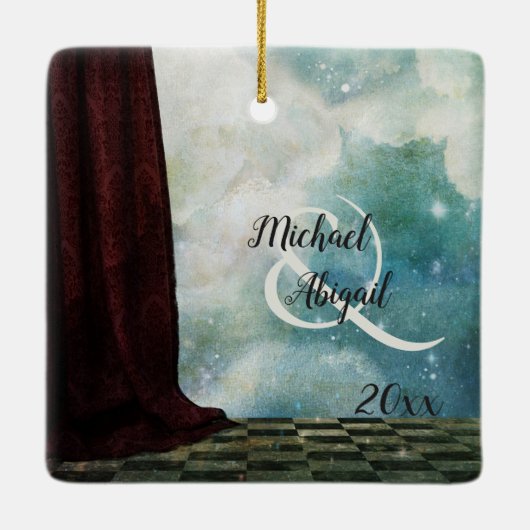 Chess Piece King and Queen Love Couples Keramisch Ornament (Achterkant)