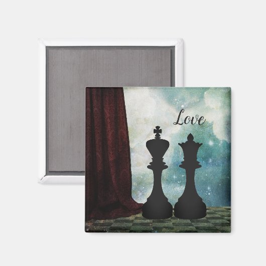 Chess Piece King and Queen Love Couples Magneet (Voorkant / Achterkant)
