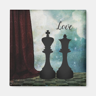 Chess Piece King and Queen Love Couples Magneet