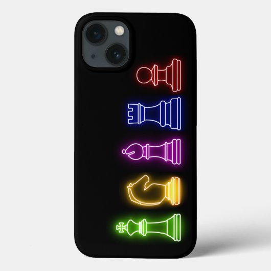 Chess Piece Neon Lights Black Case-Mate iPhone Case (Achterkant)
