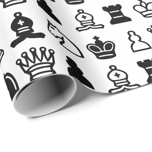 Chess Piece Pattern Cadeaupapier (Rol Hoek)