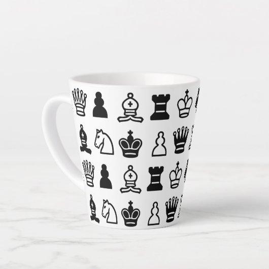 Chess Piece Pattern Latte Mok (Linkerhoek)