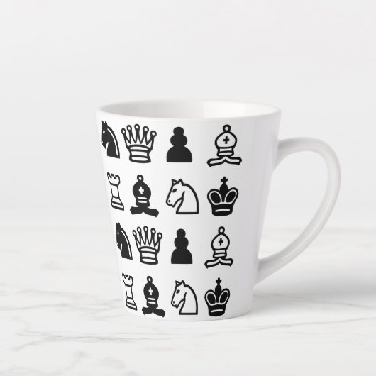 Chess Piece Pattern Latte Mok (Rechts)