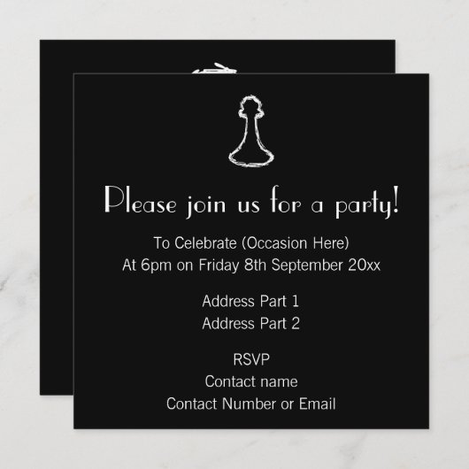 Chess Piece. Wit. Kaart (Voorkant / Achterkant)