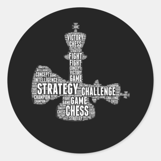 Chess Piece WordStrategy Challenge Board game Ronde Sticker (Voorkant)