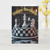 Chess Pieces Cake Verjaardag Kaart (Gele Bloem)