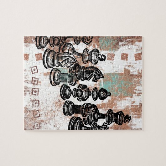 Chess Pieces Jigzaag Puzzle Legpuzzel (Horizontaal)