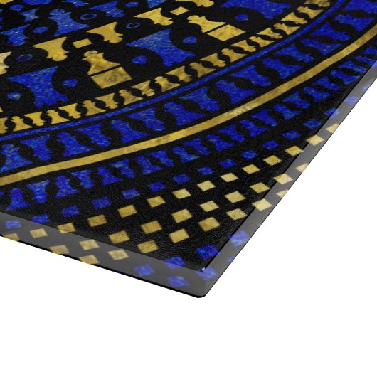 Chess Pieces Mandala - Lapis Lazuli en Gold Snijplank (Hoek)