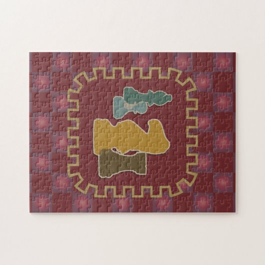 Chess Pieces Red Puzzle Legpuzzel (Horizontaal)