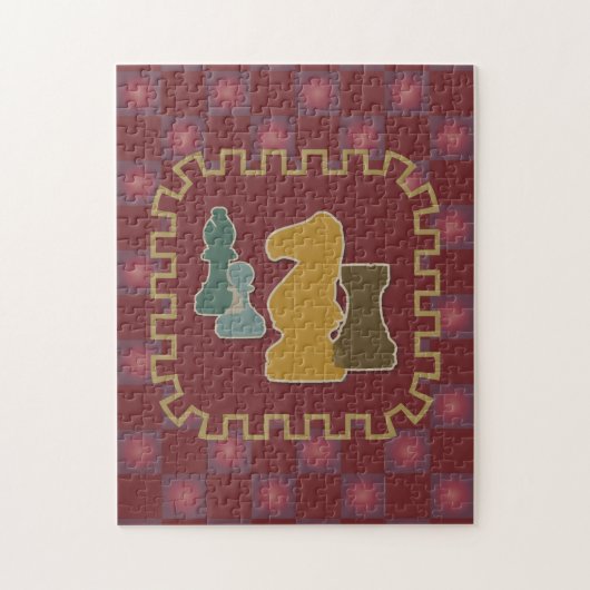 Chess Pieces Red Puzzle Legpuzzel (Verticaal)