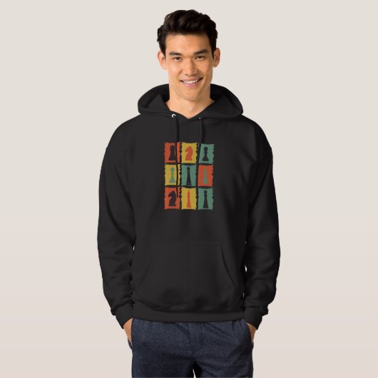 Chess Pieces Retro Graphic Chess  Chess Hoodie (Voorkant volledig)