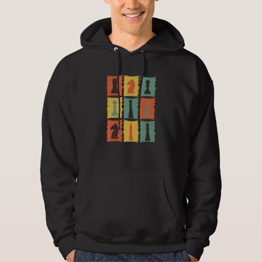 Chess Pieces Retro Graphic Chess Chess Hoodie (Voorkant)