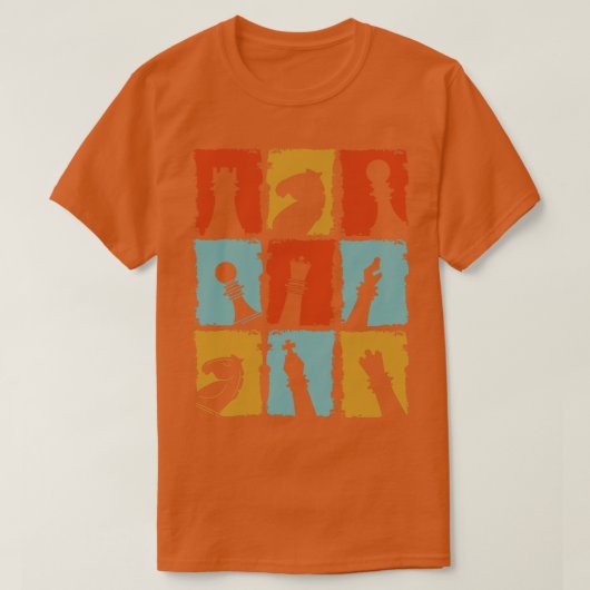 Chess Pieces Retro T-shirt (Design voorkant)