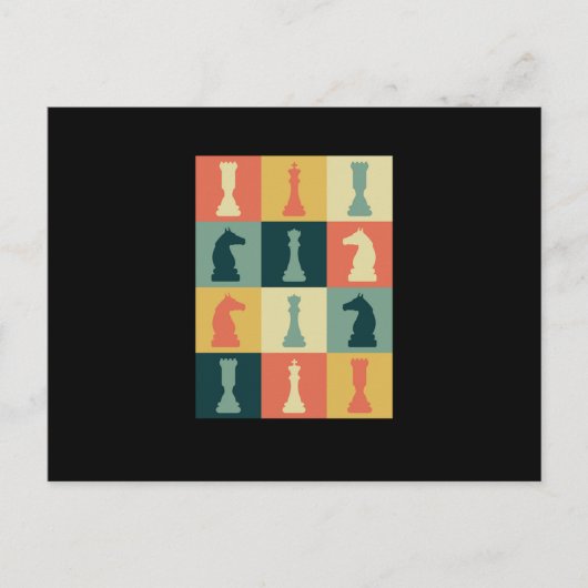 Chess Pieces Vintage Retro Checkmate Board Gift Briefkaart (Voorkant)
