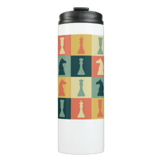 Chess Pieces Vintage Retro Checkmate Board Gift Thermosbeker