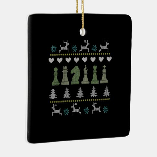 Chess Piecks Ugly Kerstmis Keramisch Ornament (Rechts)