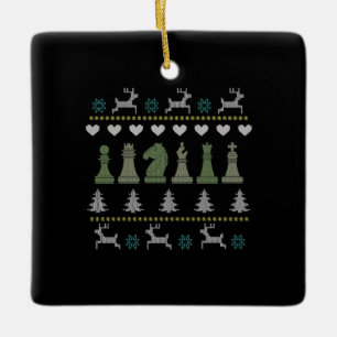 Chess Piecks Ugly Kerstmis Keramisch Ornament