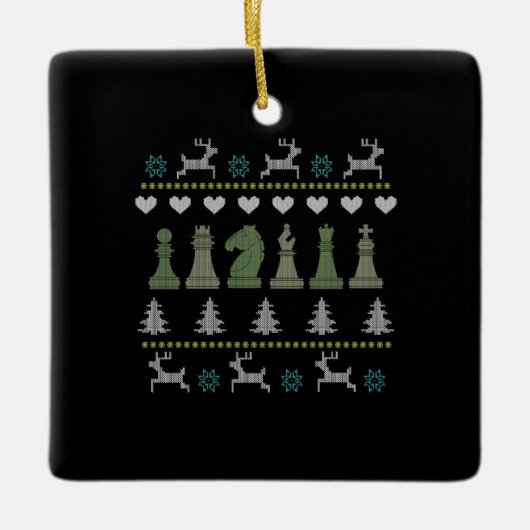 Chess Piecks Ugly Kerstmis Keramisch Ornament (Voorkant)