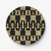 Chess PiessPatroon - zwart en goud Papieren Bordje (Voorkant)