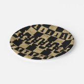 Chess PiessPatroon - zwart en goud Papieren Bordje (Gekanteld)