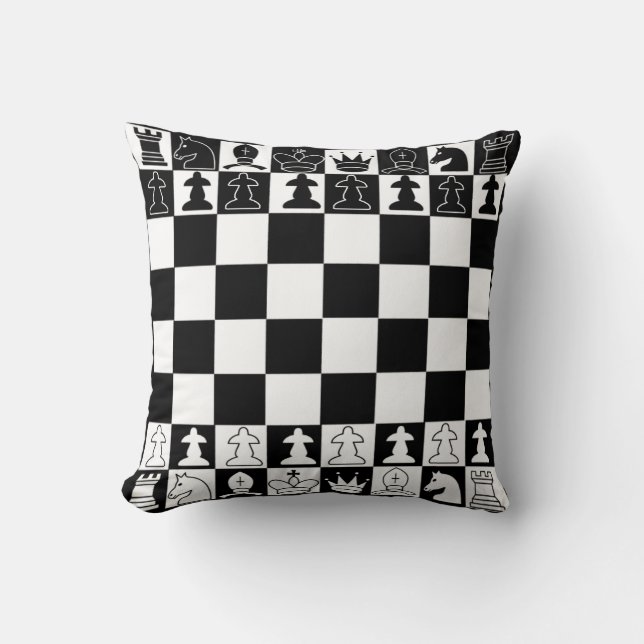 Chess Pillow in zwart-wit Kussen (Voorkant)
