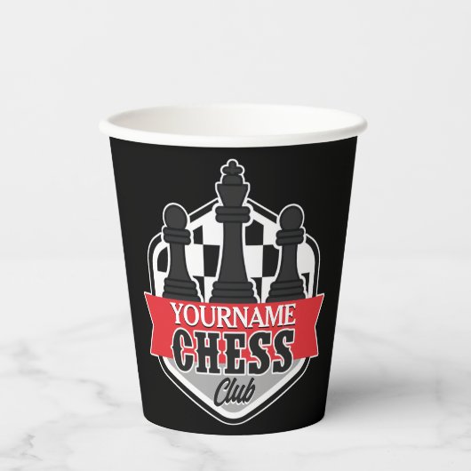 Chess Player Club Checkmate met de persoonlijke na Papieren Bekers (Voorkant)