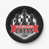 Chess Player Club Checkmate met de persoonlijke na Papieren Bordje (Voorkant)