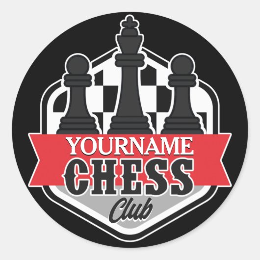 Chess Player Club Checkmate met de persoonlijke na Ronde Sticker (Voorkant)