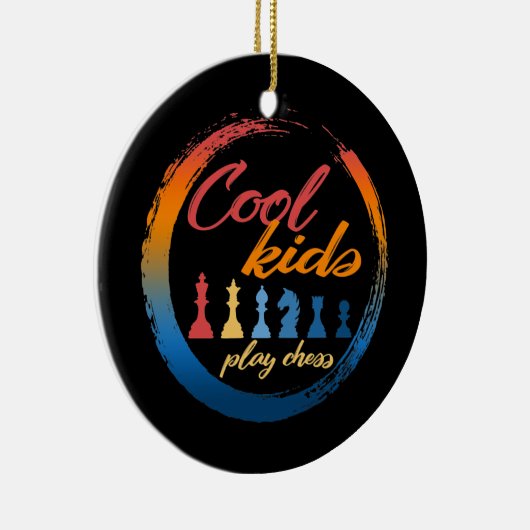 Chess Player Cool Kinder Play Chess Board Game Keramisch Ornament (Rechts)