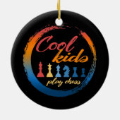 Chess Player Cool Kinder Play Chess Board Game Keramisch Ornament (Achterkant)