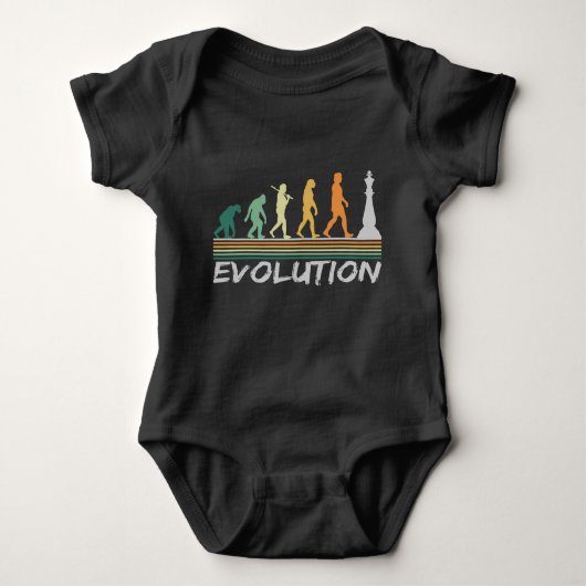 Chess player Evolution Retro Funny Gift for Man Romper (Voorkant)