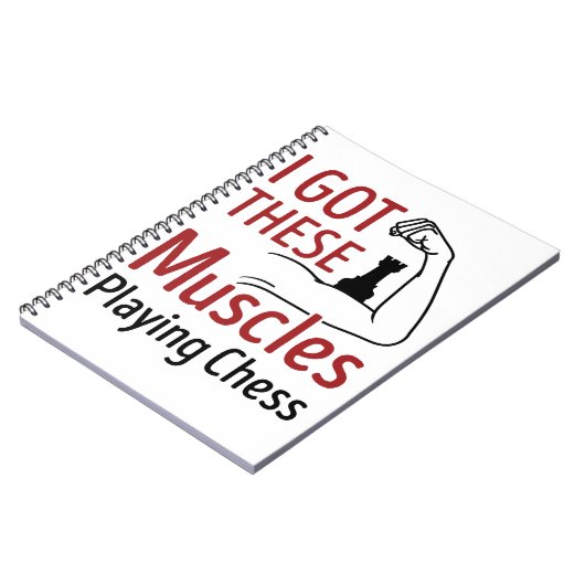 Chess Player Funny heeft spieren die Chess Notitieboek (Linkerzijde)