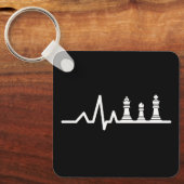 Chess player hartslag koningin bisschop koning min sleutelhanger (Voorkant)