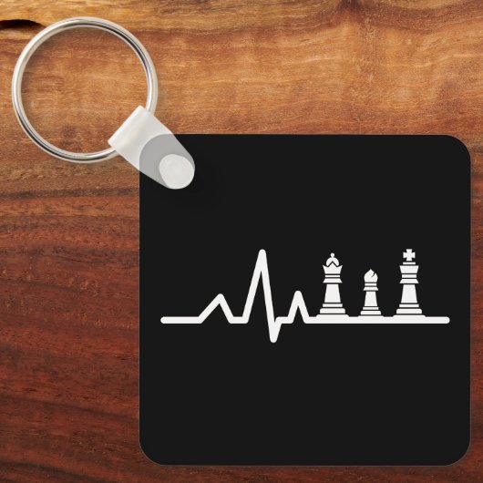 Chess player hartslag koningin bisschop koning min sleutelhanger (Voorkant)