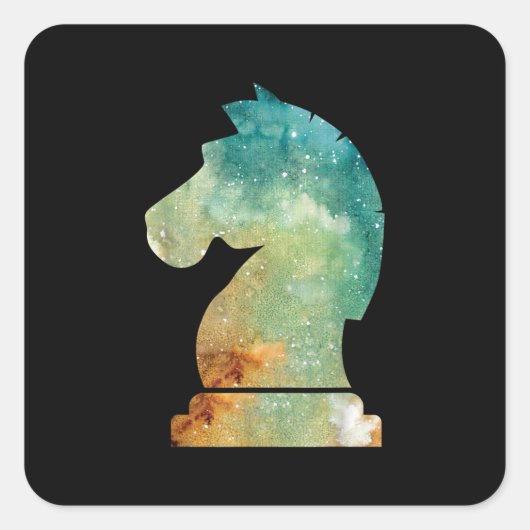 Chess Player Horse Knight Chess Lover Gift Vierkante Sticker (Voorkant)