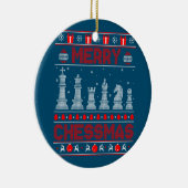Chess Player Merry Chessmas Kerstmis Ugly Sweater Keramisch Ornament (Rechts)