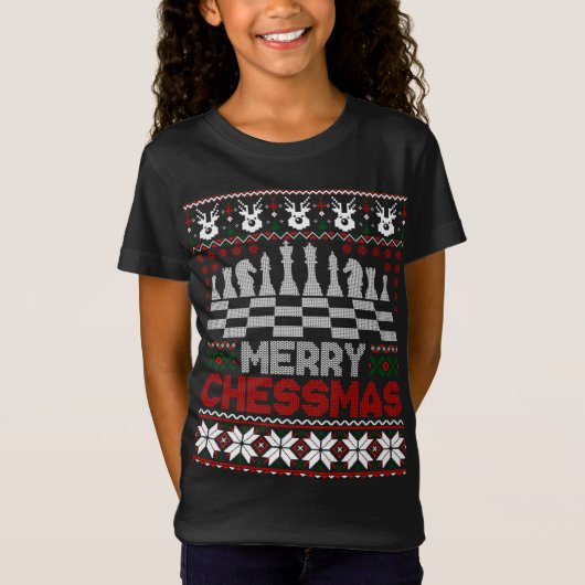 Chess Player Merry Chessmas Kerstmis Ugly Sweater T-shirt (Voorkant)