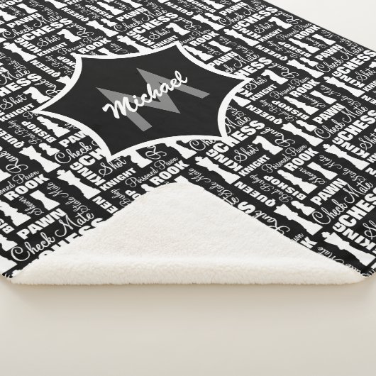 Chess Player Theme Cool Monogramed Sherpa Deken (3/4)