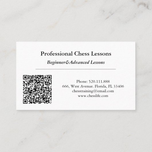 Chess Player Visitekaartje (Achterkant)